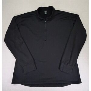 Vintage L.L. BEAN Mens XXL 1/4 Zip Black BaseLayer Shirt USA Outdoor Long Sleeve